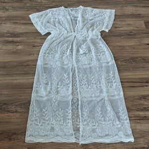 EUC Lace Maxi Open Front Cover-up